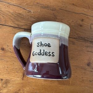 Shoe Goddess Century Stoneware Mug Maroon Cream Pottery Coffee Cup Plum